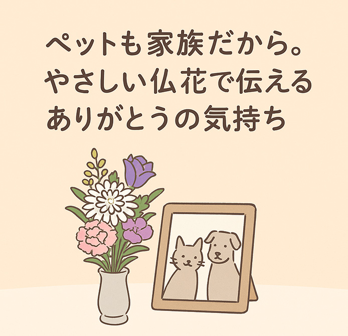 ペットも家族だから、やさしい仏花で伝えるありがとうの気持ち